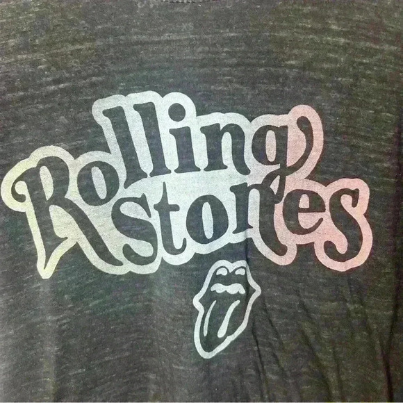Rolling Stones Women’s Cropped Heathered Gray Crewneck Tee Size X-Small - Picture 5 of 6